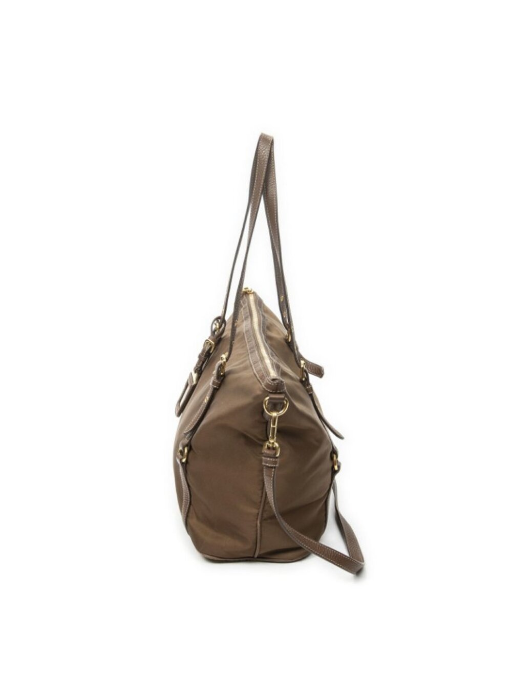Prada Zip Shopping Tote Brown Nylon Canvas - Picture 3 of 10